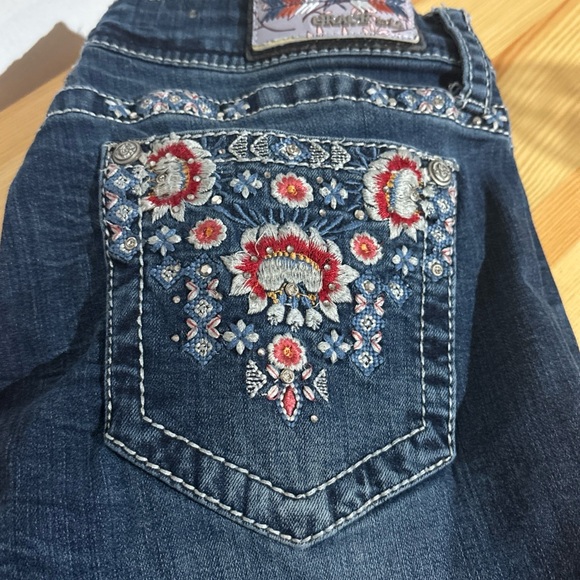 Grace in LA Blue Boot Cut Jeans with Embroidery - Picture 2 of 7